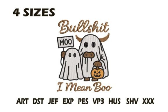 Bull Moo Boo Embroidery Design