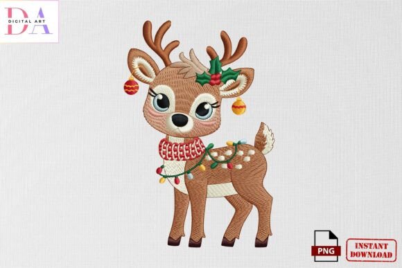 Christmas Reindeer Embroidery PNG