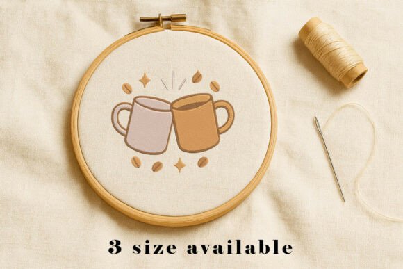 Coffee Mug Cheers Embroidery File