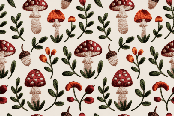 Cottagecore Mushroom Embroidery Pattern