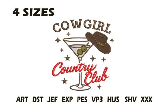 Cowgirl Country Club Embroidery Design