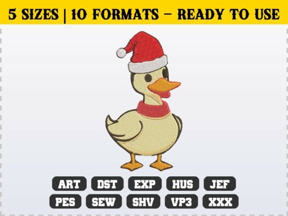 Cute Animal Duck Christmas Embroidery