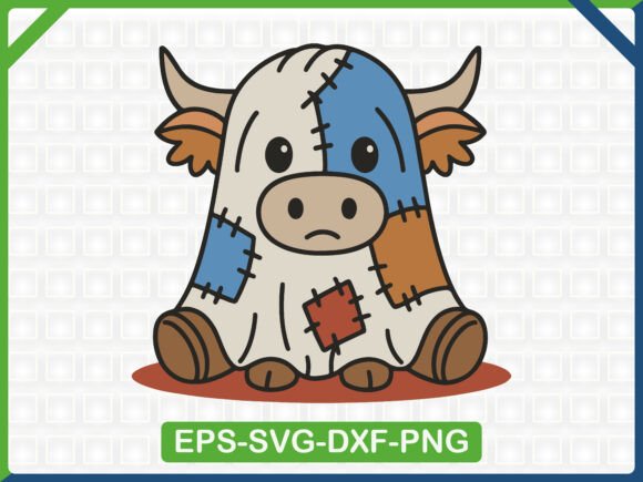 Cute Patchwork Cow Embroidery SVG Design