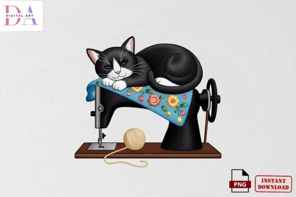 Embroidery Cat Sewing Machine PNG