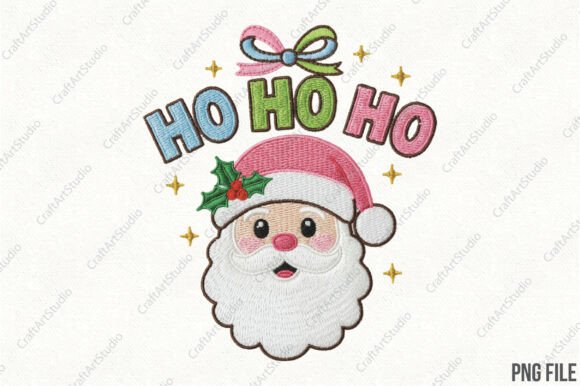 Embroidery Ho Ho Santa Face PNG