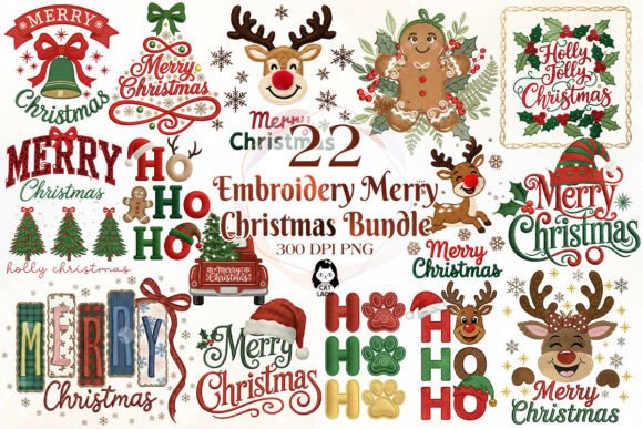 Embroidery Merry Christmas Sublimation