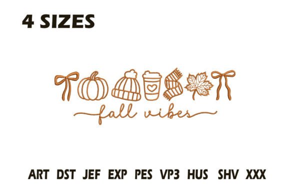 Fall Vibes Outline Embroidery Design