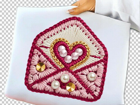 Heart Envelope Hand Embroidery Art PNG