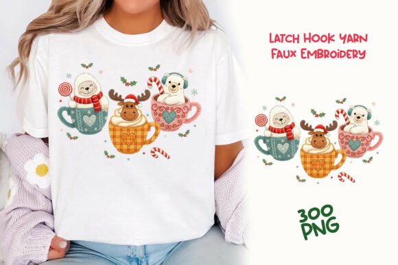 Latch Hook Embroidery Christmas Mugs PNG