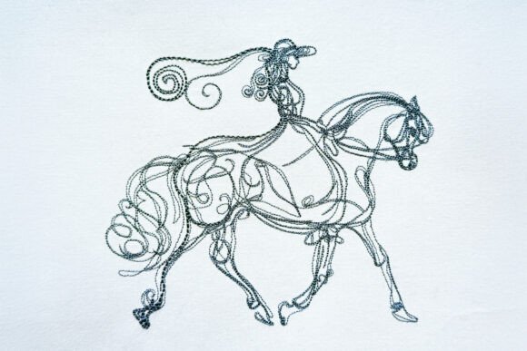 One Line Horse Machine Embroidery Design