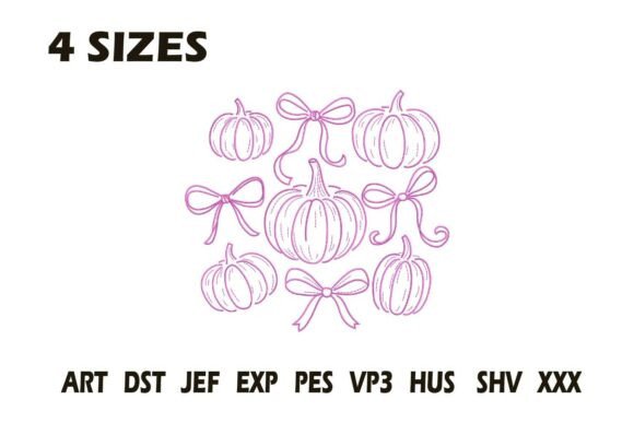 Pumpkins and Bows Embroidery Design