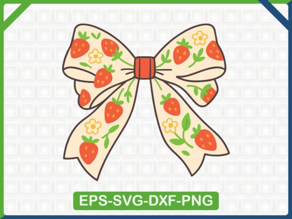 Strawberry Bow Embroidery SVG Design