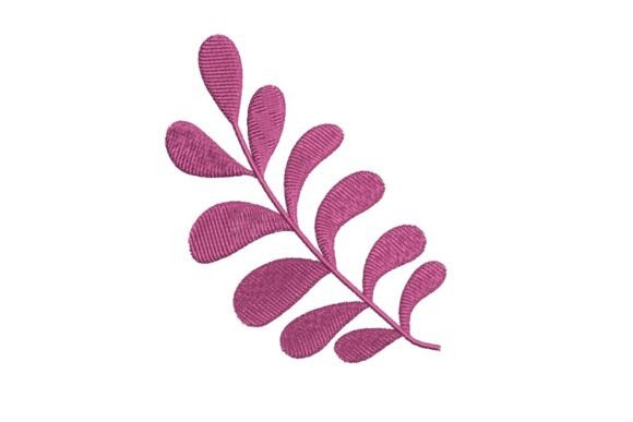 Stylized Purple Leaf Sprig Embroidery Design