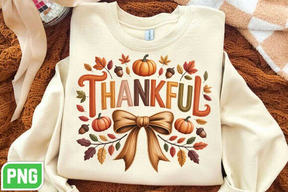 Thankful Thanksgiving Embroidery PNG