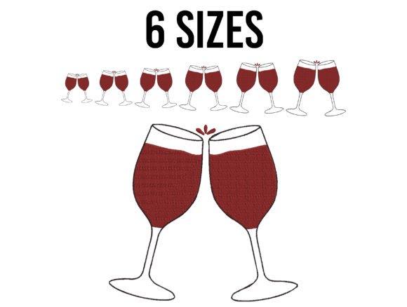 Wine Glasses Embroidery Design
