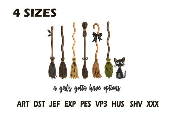 Witch Broom Options Embroidery